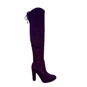 Unisa Women’s Purple Suede Back Tie Pull-On Over-Knee High Heel Boots Size 6.5M